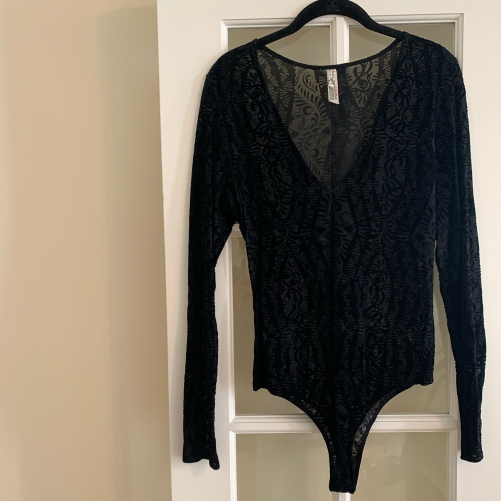 Free People Velvet Print Bodysuit